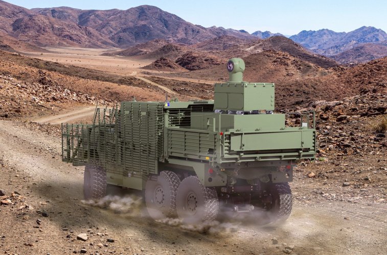 Pictured: Wolfhound Vehicle showing Raytheon Air Defence Integration