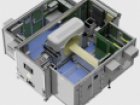 A CAD drawing showing the layout of the Marshall CT Scanner when deployed