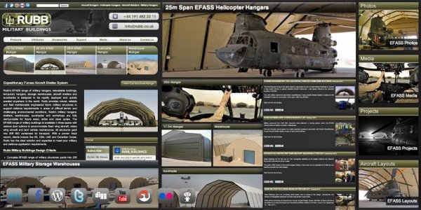 New Web Showcase for Rubb Military Hangars, Sunshades and Workshops