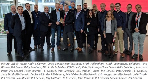 PEI-Genesis Recognized by Cinch Connectivity Solutions as Value-Add Distributor of the Year for EMEA, at electronica
