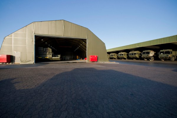Rubb building provides shelter for all terrain military vehicles in Germany
