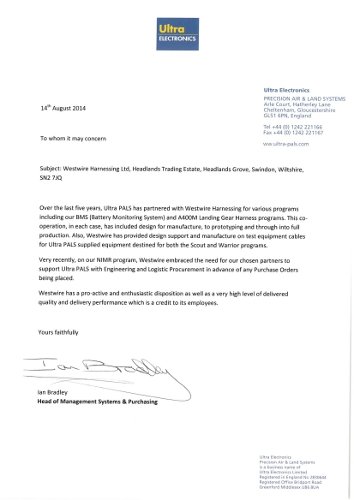 Westwire Harnessing Ltd - Testimonials